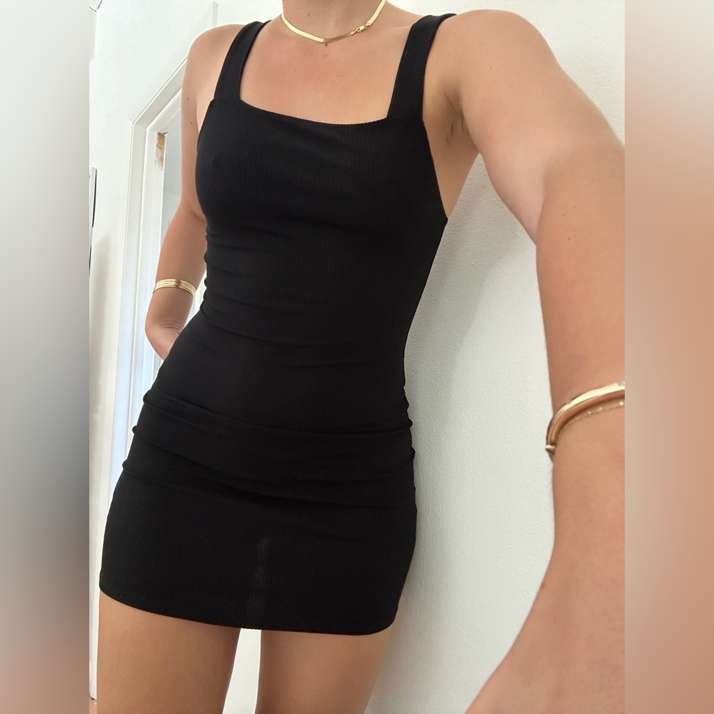Reformation black knit mini dress size small